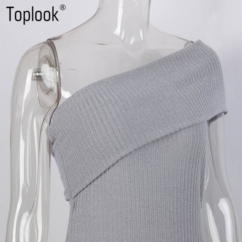 Toplook-Sexy-One-Off-Shoulder-Sweater-Dress-Gray-Slim-Bodycon-Autumn-Winter-Evening-Party-Knitted-Wo-32770388876