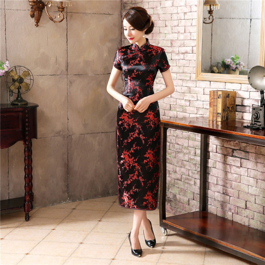 Traditional-Chinese-Style-Dress-Women39s-Long-Cheongsam-Elegant-Slim-Qipao-Clothing-Plus-Size-S-M-L--32660840181