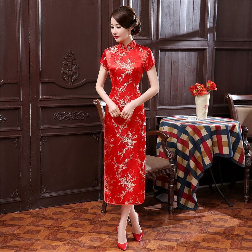 Traditional-Chinese-Style-Dress-Women39s-Long-Cheongsam-Elegant-Slim-Qipao-Clothing-Plus-Size-S-M-L--32660840181