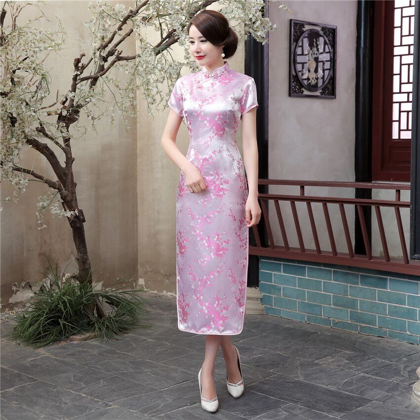 Traditional-Chinese-Style-Dress-Women39s-Long-Cheongsam-Elegant-Slim-Qipao-Clothing-Plus-Size-S-M-L--32660840181