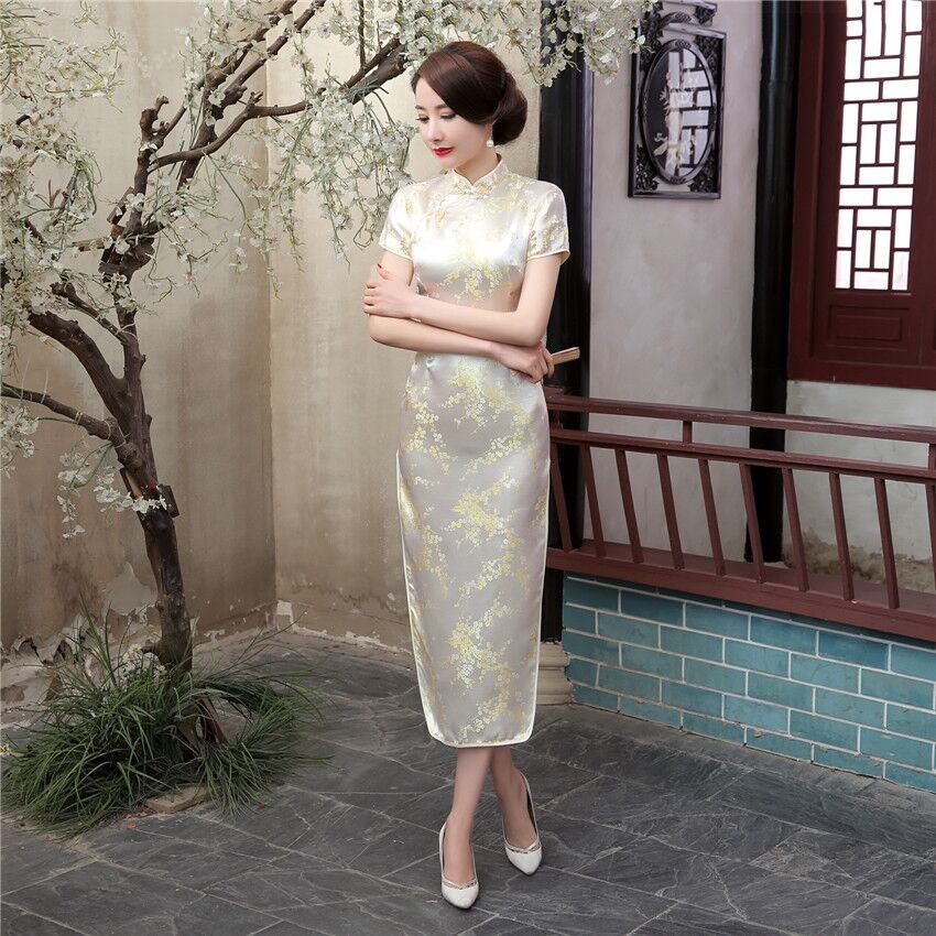 Traditional-Chinese-Style-Dress-Women39s-Long-Cheongsam-Elegant-Slim-Qipao-Clothing-Plus-Size-S-M-L--32660840181