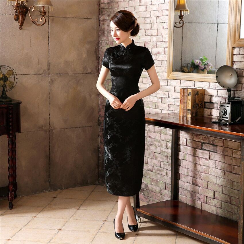 Traditional-Chinese-Style-Dress-Women39s-Long-Cheongsam-Elegant-Slim-Qipao-Clothing-Plus-Size-S-M-L--32660840181