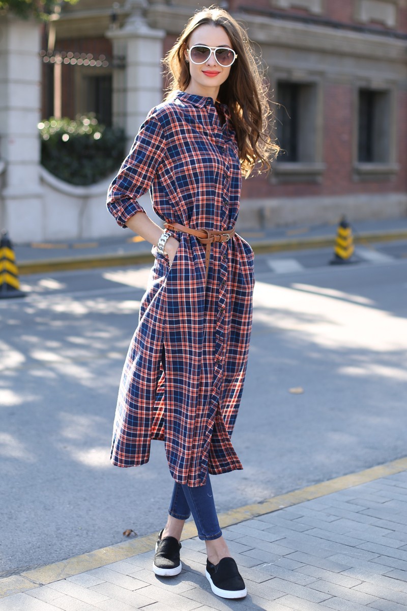 Veri-Gude-Long-Plaid-Shirt-Dress-Long-Sleeve-Women-Cotton-Long-Shirtdress-for-Autumn-Side-Slit-Women-32372877836