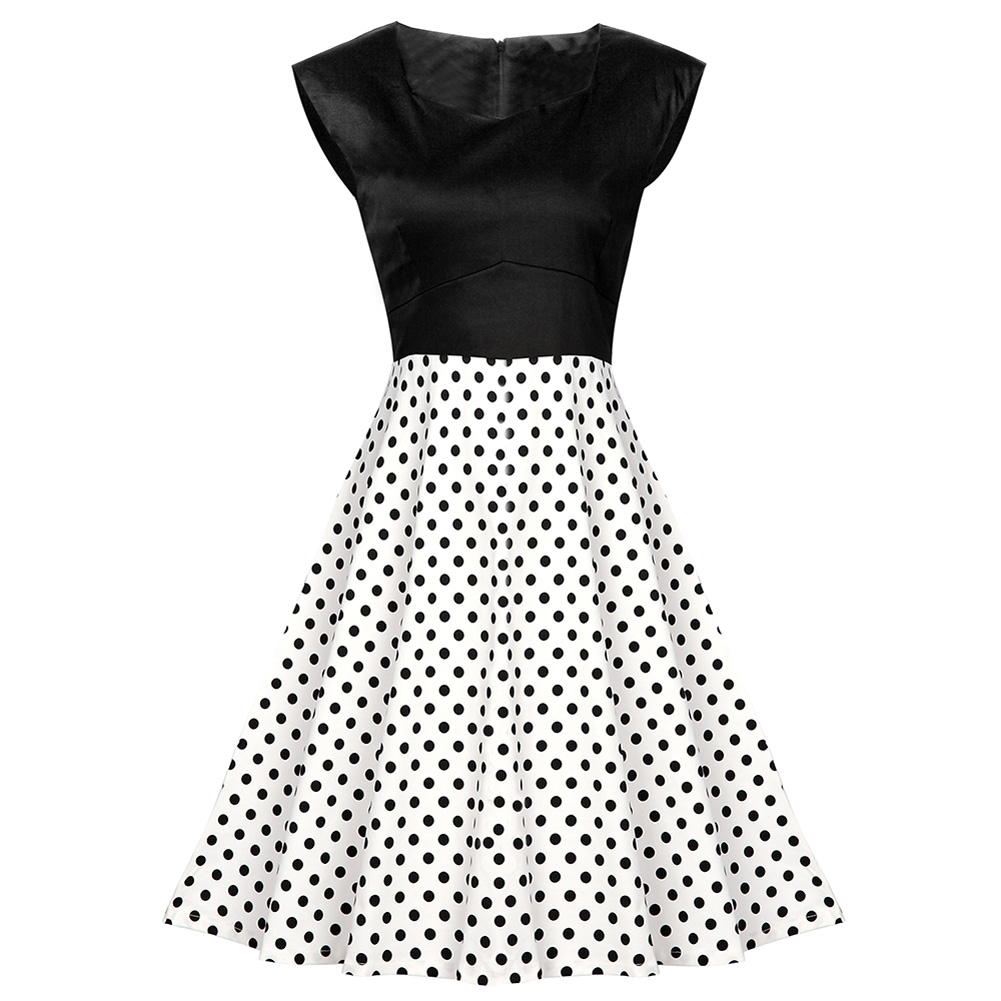 Vestido-De-Festa-Vintage-Women-Skater-Dress-Floral-Print-Polka-Dot-Square-Neck-Sleeveless-High-Waist-32785930726