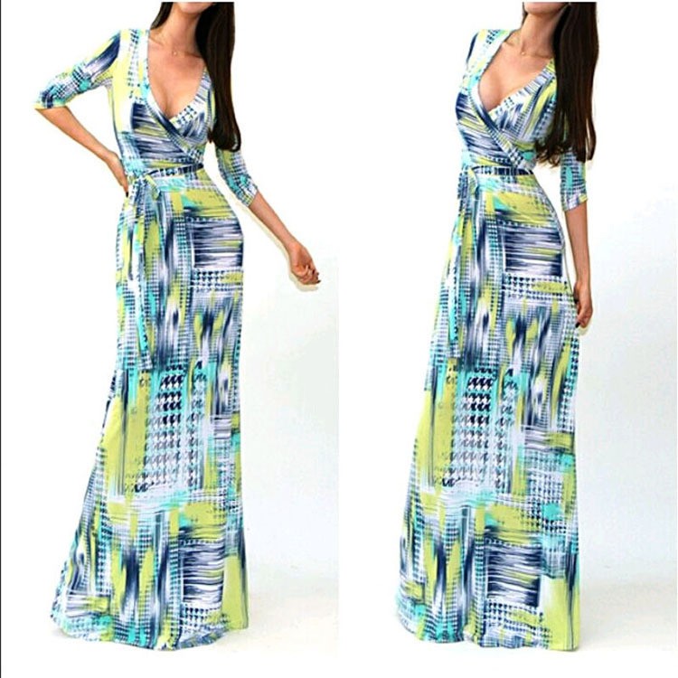 Vestidos-Autumn-and-Spring-Sexy-Deep-V-neck-Three-Quarter-Sleeve-Printed-Slim-Package-Long-Dresses-32704529236