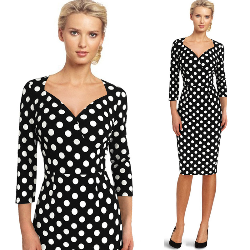 Vfemage-Womens-Elegant-Vintage-Polka-Dot-Rockabilly-Tunic-Slim-Wear-to-Work-Office-Casual-Party-Fitt-32711590723