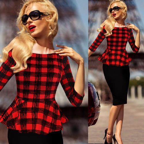 Vfemage-Womens-Peplum-Elegant-Vintage-Tartan-Plaid-Patchwork-Contrast-Tunic-Wear-to-Work-Office-Part-32593621496