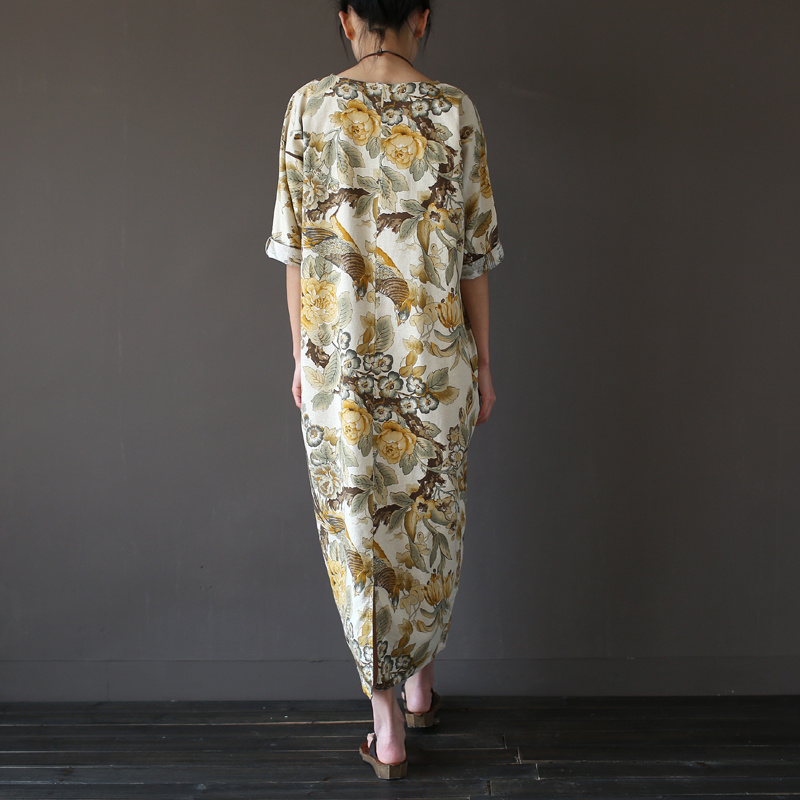 Vintage-Chinese-style-Flower-print-Women-Long-Dress-Cotton-Linen-Loose-Casual-Summer-Maxi-Dress-Bran-32647297778