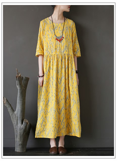 Vintage-Chinese-style-Flower-print-Women-Long-Dress-Cotton-Linen-Loose-Casual-Summer-Maxi-Dress-Bran-32647297778