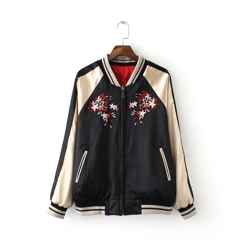 Vintage-Embroidery-Stars-Flower-Pattern-Reversible-Jacket-Coat-Women-Contrast-Sleeve-Bomber-Pilots-O-32670436886