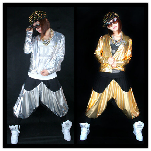 Wholesale-spliced-jazz-Loose-Zipper-dance-jackets-Thin-harem-women-men-unisex-Gold-Silver-shiny-Top--2036207491