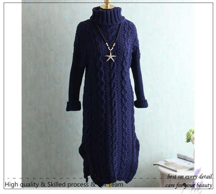 Wide-Bust-105cm-High-Collar-Pull-Over-Woolly-Sweater-Dress-Women-Large-size-Outerwear-Knitting-Long--32778533955