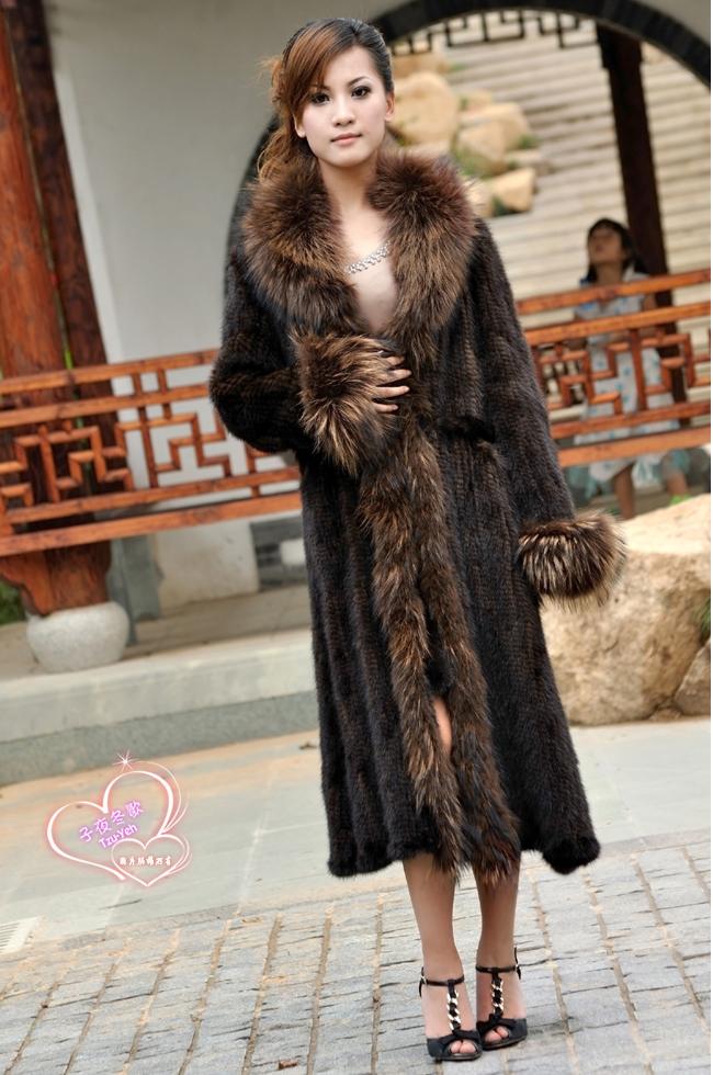 Winter-Women39s-Genuine-Knitted-Mink-Fur-Coat-Raccoon-Fur-Collar-Lady-Trench-Overcoat-Outerwear-VF03-1793612999