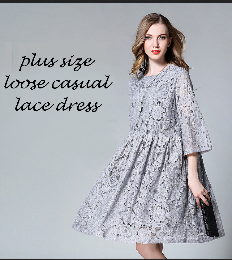 Woman-Plus-Size-Elegant-Lace-Dress-Gray-European--Spring-Summer-Feminine-Half-Sleeve-loose-Vestidos--32791117698