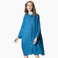 Women-Autumn-Big-Size-Clothing-Blue-Long-Sleeve-Pleated-Swing-Babydoll-Oversize-Shirt-Dress-xl-4xl-32723818193