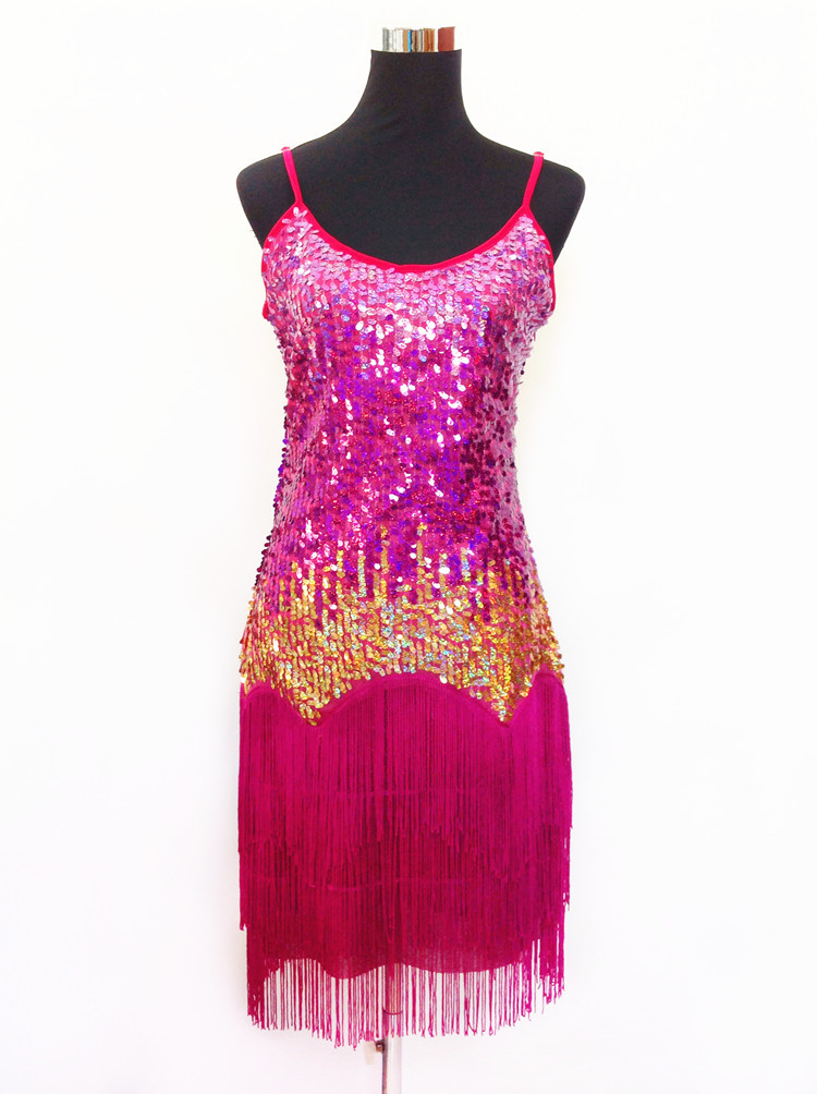 Women-Bling-Latin-Dance-Dress-Sexy-Rainbow-Color-Club-Slip-Gradual-Sequin-Fringe-Dress-With-Tassel-V-32485606343