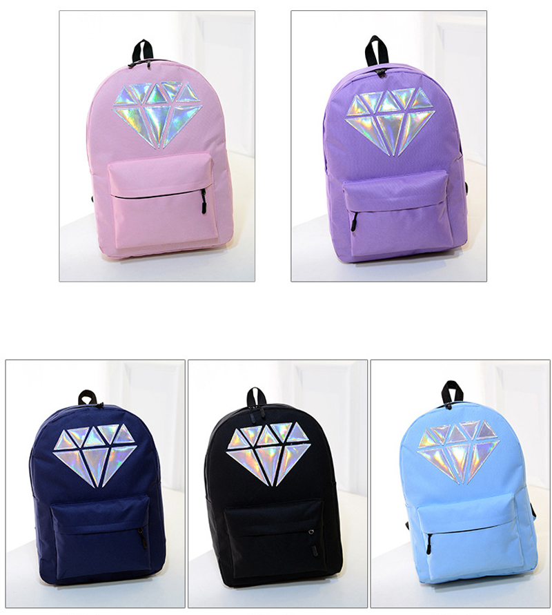 Women-Canvas-Backpack-School-Bags-Holographic-Silver-Diamond-Solid-Teenage-Girls-Female-Men-Laptop-S-32659574067