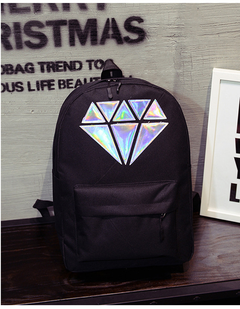 Women-Canvas-Backpack-School-Bags-Holographic-Silver-Diamond-Solid-Teenage-Girls-Female-Men-Laptop-S-32659574067