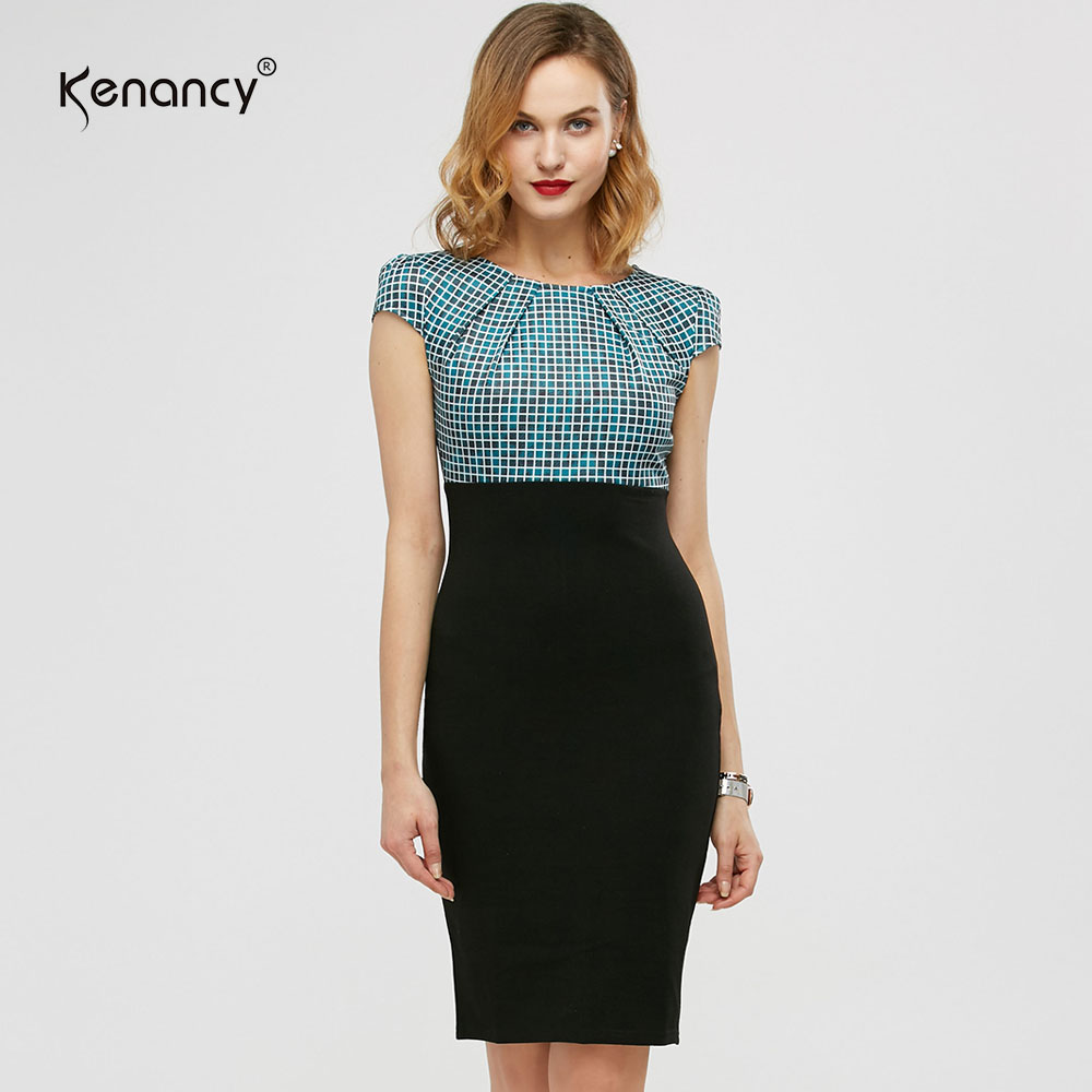 Women-Check-Plaid-Cap-Sleeve-Work-Dress-High-Waist-Round-Collar-Slim-Dresses-For-Women-Bodycon-Penci-32727670418