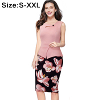 Women-Colorblock-Round-Neck-Half-Sleeve-Bodycon-casual-Office-work-business-Pencil-Bandage-womens-Pa-32659235656