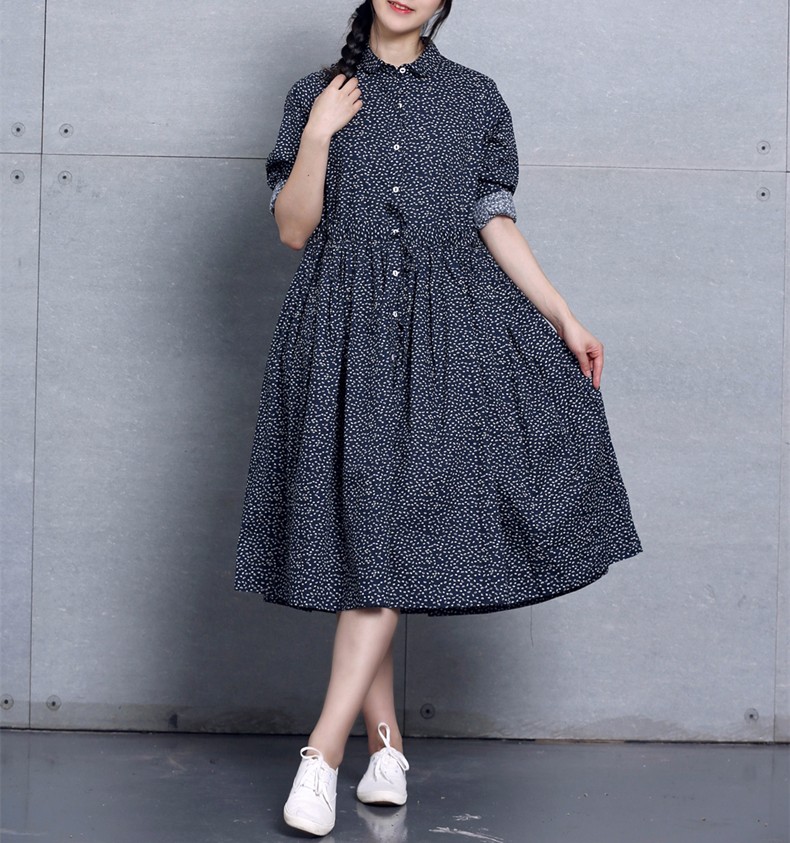 Women-Dress-Cotton-Linen-Dot-Print-Long-Sleeve-Dress-Blue-Color-Turn-Down-Collar-Plus-Size-Women-Clo-32704797495