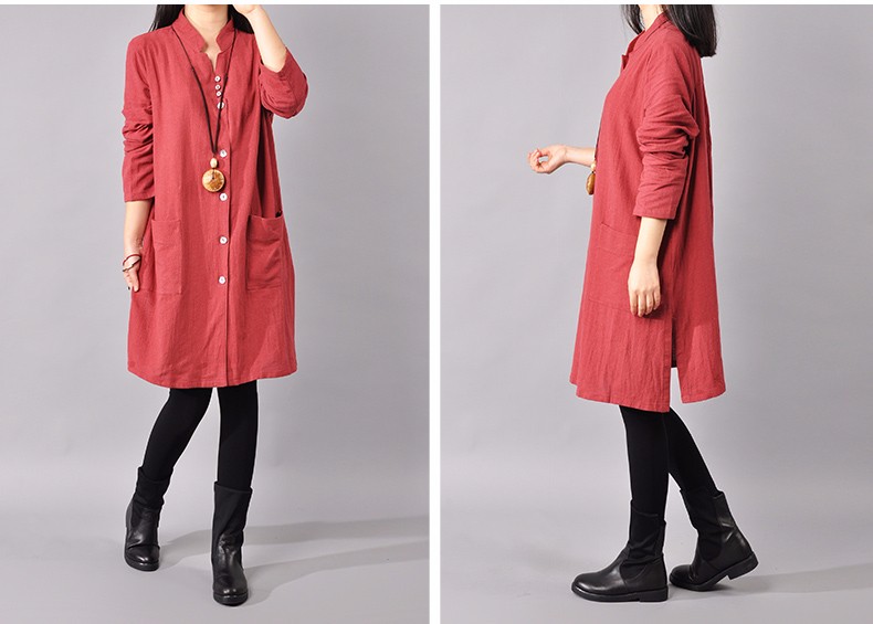 Women-Dress-Cotton-Linen-Shirts-Dresses-V-Neck-Plus-Size-Women-Clothing-Casual-Loose-Long-Sleeve-Red-32720381721