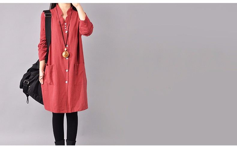 Women-Dress-Cotton-Linen-Shirts-Dresses-V-Neck-Plus-Size-Women-Clothing-Casual-Loose-Long-Sleeve-Red-32720381721