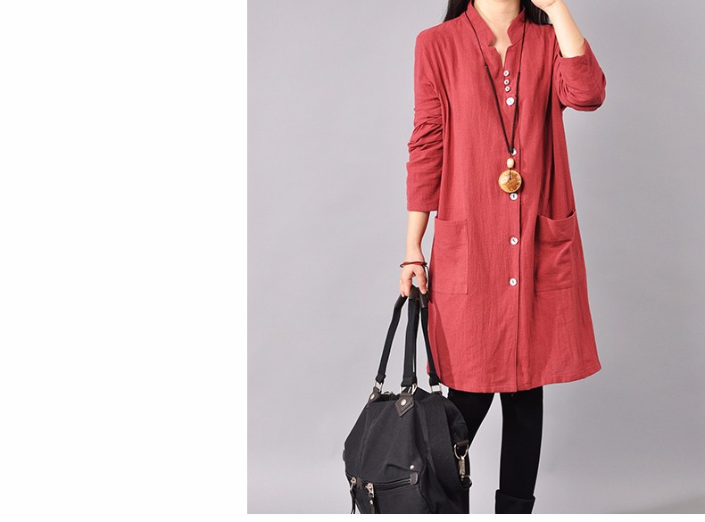 Women-Dress-Cotton-Linen-Shirts-Dresses-V-Neck-Plus-Size-Women-Clothing-Casual-Loose-Long-Sleeve-Red-32720381721