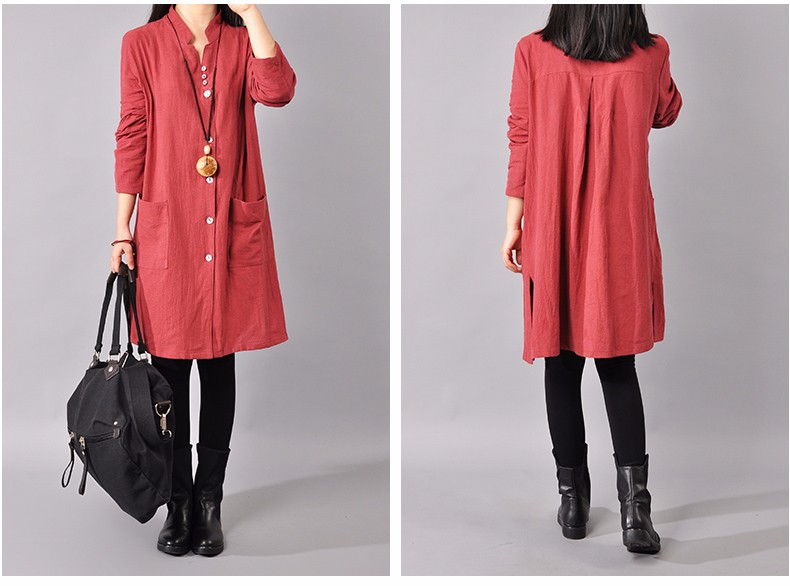 Women-Dress-Cotton-Linen-Shirts-Dresses-V-Neck-Plus-Size-Women-Clothing-Casual-Loose-Long-Sleeve-Red-32720381721