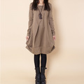 Women-Dress-Cotton-Long-Sleeve--Winter-and-Autumn-Dress-Casual-Loose-Solid-Color-Full-Dress-High-Wai-32481572347