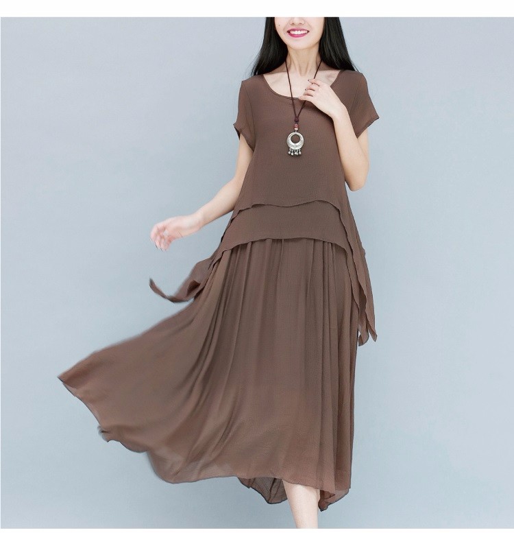 Women-Dress-Short-Sleeve-O-Neck-Cotton-Linen-Dress-Solid-Color-Casual-Loose-Long-Dress-Plus-Size-Wom-32693827806