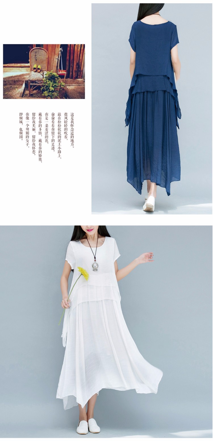 Women-Dress-Short-Sleeve-O-Neck-Cotton-Linen-Dress-Solid-Color-Casual-Loose-Long-Dress-Plus-Size-Wom-32693827806