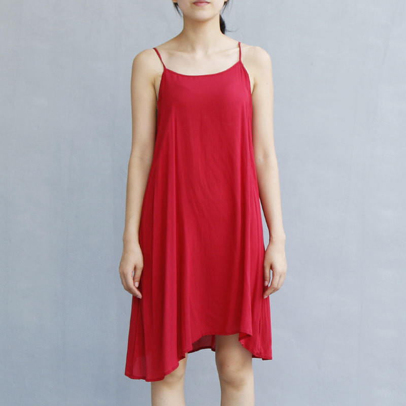 Women-Dress-Solid-Color-Casual-Spaghetti-Strap-Summer-Dress-Sleeveless-O-Neck-Cotton-Dress-Loose-Bea-32618302888