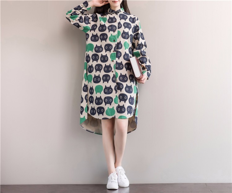 Women-Dress-Winter-Autumn-Long-Sleeve-Tshirt-Dress-Turn-Down-Collar-Dresses-Casual-Owl-Print-Vintage-32765307140