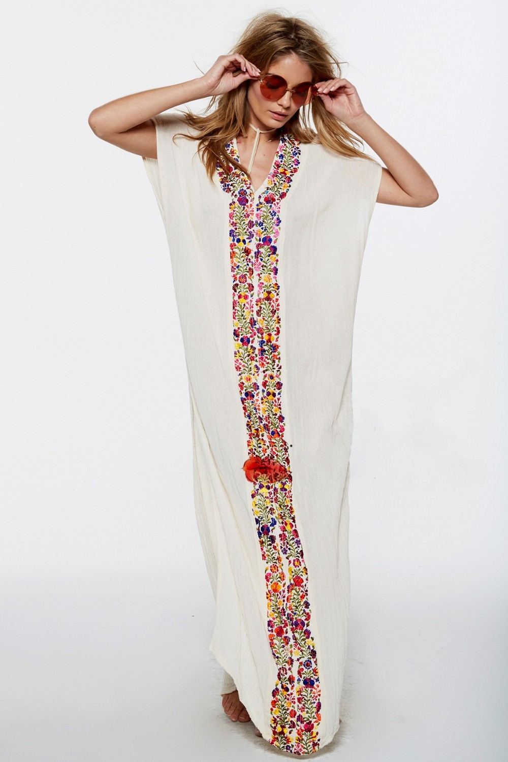 Women-Flower-Embroidered-Cotton-Loose-Casual-Long-Dress-beach-Hippie-Boho-People-Summer-V-Neck-Turki-32516511859