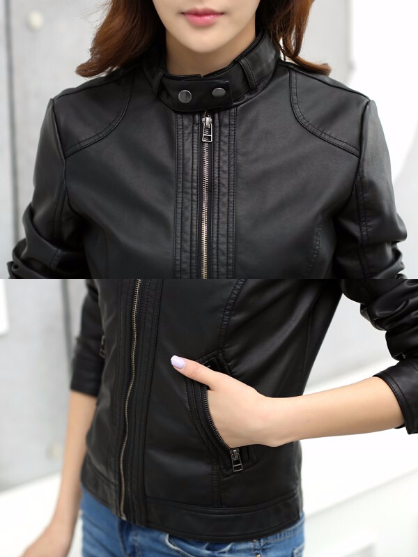 Women-Leather-Jacket-Single-Pimkie-Washed-PU-Leather-Motorcycle-Jacket-PIMKIE-Jacket-Slim-Female-Sof-32730918145