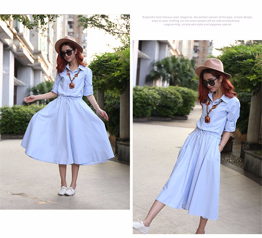 Women-Summer-Dress-2018-Casual-Long-Shirt-Dress-Short-Sleeve-Tied-Waisted-Pleated-Elegant-Office-Dre-32692892763