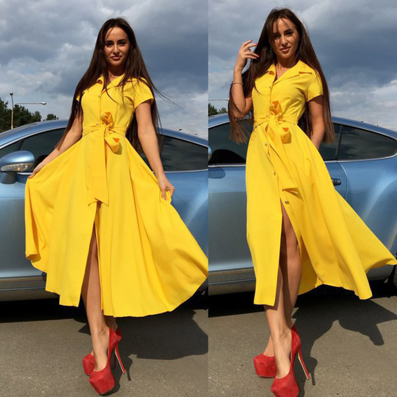Women-Summer-Sexy-Dress-Yellow-Cotton-Ukraine-Vestidos-with-Button-Short-Sleeve-Split-Bottom-Casual--32791369087