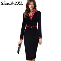 Women-Wear-To-Work-Office-Dress-Knee-Length-Decorate-Ruffle-Three-Quarter-Sleeve-Sheath-Party-Plaid--32576105196