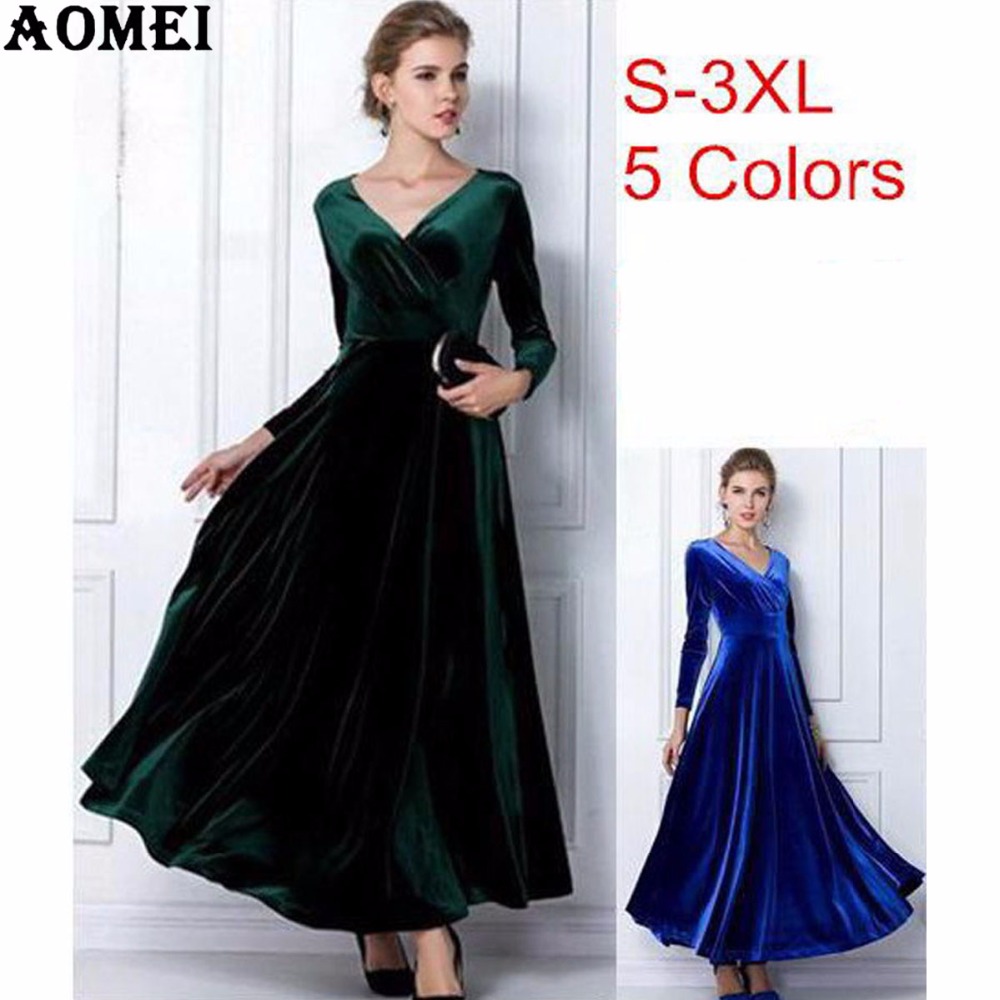 Women-Wine-Redding-Fits-Flared-Dresses-Velvet-Warm-Dress-XXL-3XL-Dresses-Plus-size-Winter-Ankle-Leng-1578742598