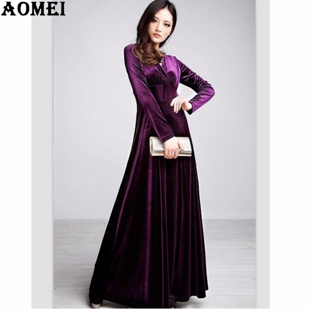 Women-Wine-Redding-Fits-Flared-Dresses-Velvet-Warm-Dress-XXL-3XL-Dresses-Plus-size-Winter-Ankle-Leng-1578742598