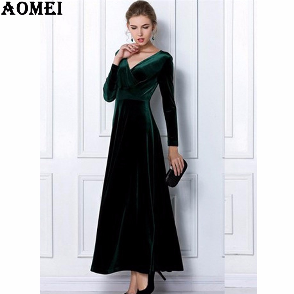 Women-Wine-Redding-Fits-Flared-Dresses-Velvet-Warm-Dress-XXL-3XL-Dresses-Plus-size-Winter-Ankle-Leng-1578742598