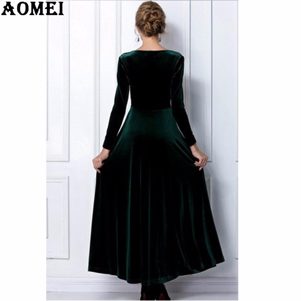 Women-Wine-Redding-Fits-Flared-Dresses-Velvet-Warm-Dress-XXL-3XL-Dresses-Plus-size-Winter-Ankle-Leng-1578742598