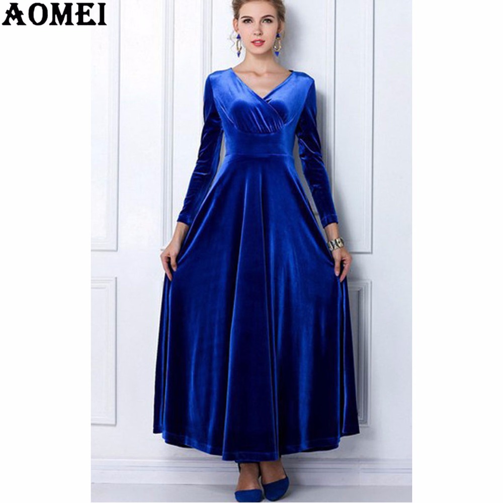 Women-Wine-Redding-Fits-Flared-Dresses-Velvet-Warm-Dress-XXL-3XL-Dresses-Plus-size-Winter-Ankle-Leng-1578742598