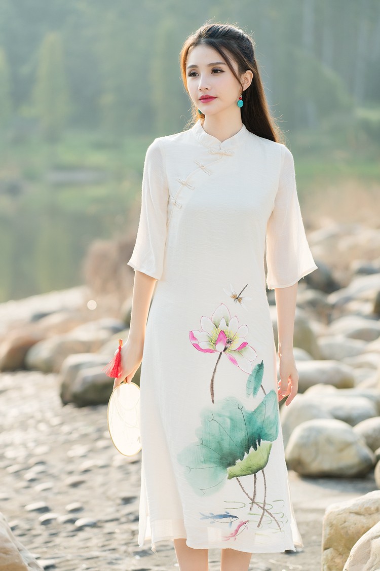 Women-ethnic-half-sleeve-mandarin-collar-lotus-pattern-dress-2017-classic-chi-pao-cheong-sam-costume-32609124189