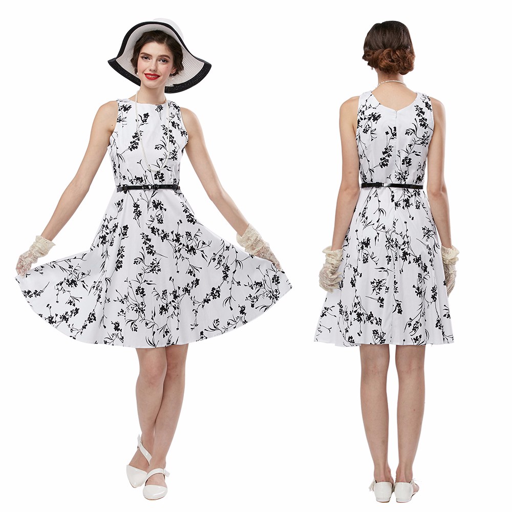 Women-summer-Retro-vintage-Rockabilly-Dress-Pin-Up-4XL-feminine-Vestidos-50s-Party-Robe-White-Cotton-32677563612