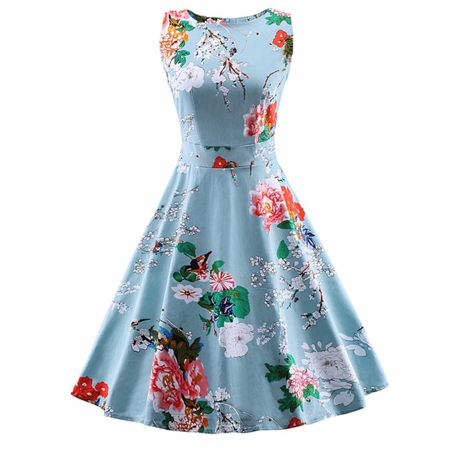 Women39s-Cotton-Vintage-Dress-50s-Dot-Summer-Casual-Evening-Party-Sleeveless-Ukraine-Patchwork-Rocka-32781068703