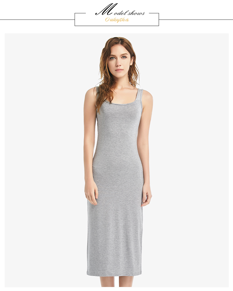 Womens-Casual-Summer-Dress-2018-Cotton-O-neck-Long-Dress-Sleeveless--Slim-Soild-Tank-A-Line-basic-sh-32614413780