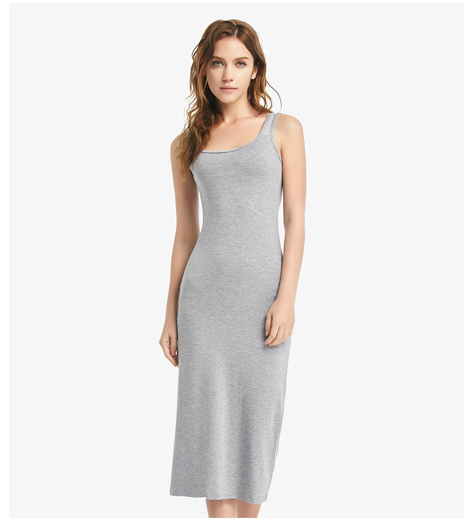 Womens-Casual-Summer-Dress-2018-Cotton-O-neck-Long-Dress-Sleeveless--Slim-Soild-Tank-A-Line-basic-sh-32614413780