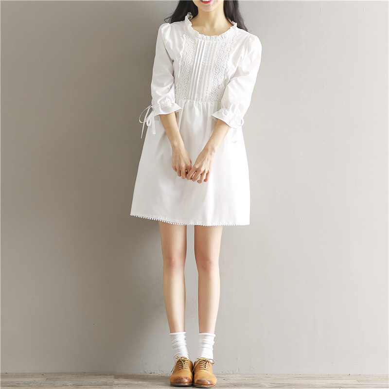 Womens-Dresses-Spring-Cotton-Women-White-Lace-Dress-Stand-Collar-Half-Sleeve-Lolita-Dress-Size-S-XL-32791920145